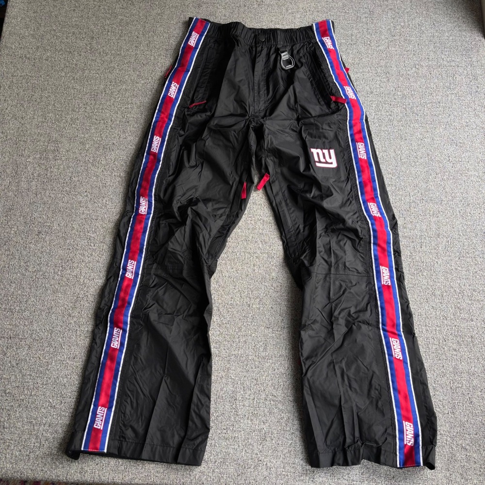 New York Giants Track Pants Mens Small Black NFL Football Full Side Zip Ripstop